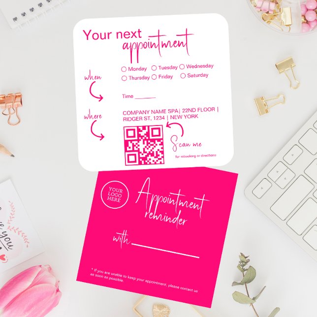 Tarjeta De Citas Fussia rosa Salón de belleza moderno Código QR (Subido por el creador)