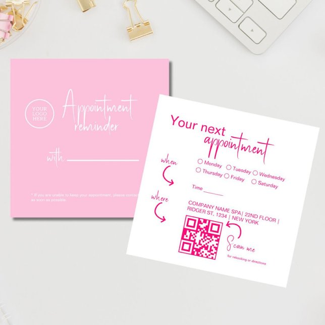Tarjeta De Citas Fussia rosa Salón de belleza moderno Código QR (Subido por el creador)