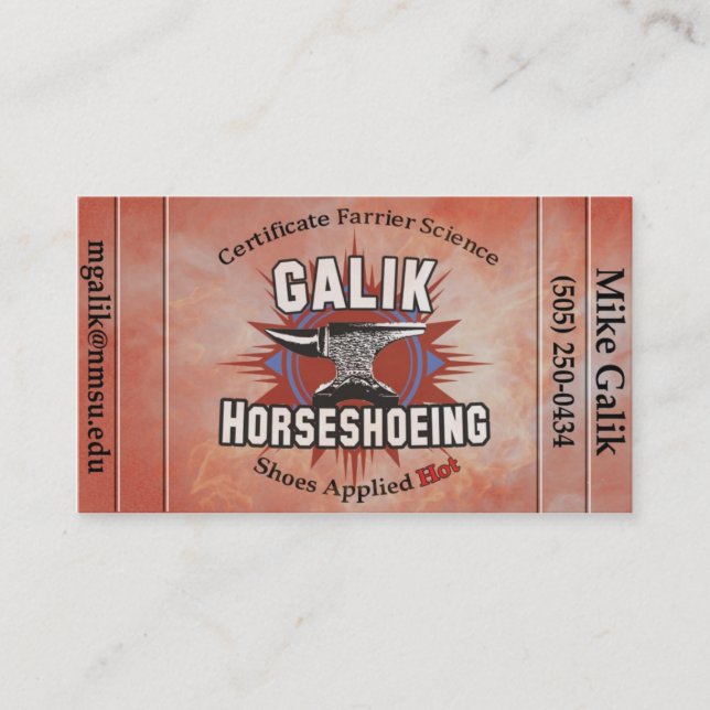 Tarjeta De Citas Galik Horseshoeing (Anverso)