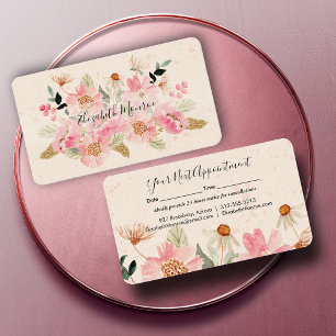 Tarjeta De Citas Garden Flowers Hair Stylist Salon Makeup