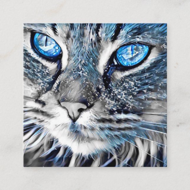 Tarjeta De Citas Gato de ojos azules hermoso (Anverso)