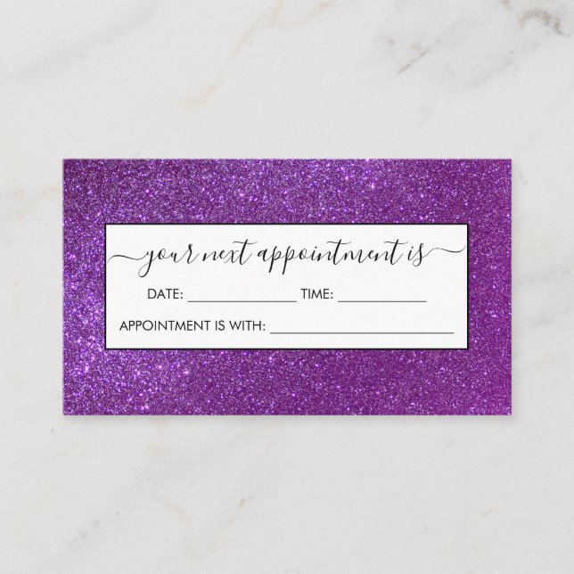 Tarjeta De Citas Girly Sparkly Royal Purple Purpurina (Anverso)