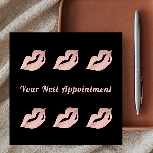 Tarjeta De Citas Glam Rosa de lujo Oro y Artista de maquillaje negr (Subido por el creador)