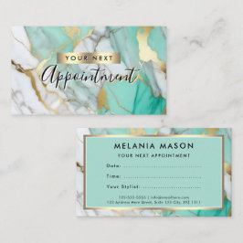 Tarjeta De Citas Gold Green Marble Makeup Artist