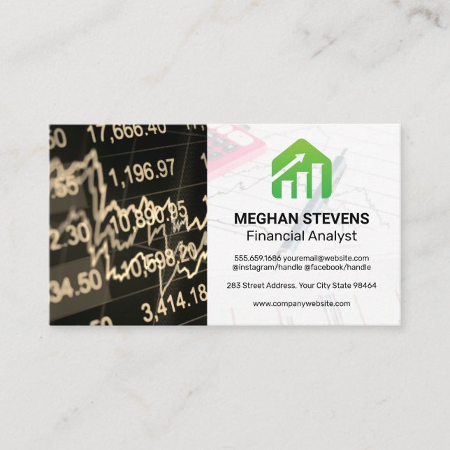 Tarjeta De Citas Gráfico de gráfico de barras | Informes financiero (Anverso)