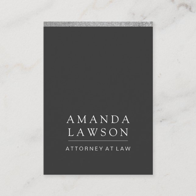 Tarjeta De Citas Gris brillante (cita) / Recorte Purpurina plateado (Anverso)