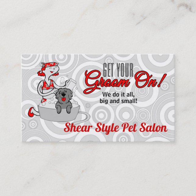 Tarjeta De Citas Groom Rojo En Mascota Grooming (Anverso)