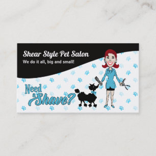 Tarjeta De Citas Groomer de Mascota azul turquesa y negro necesita