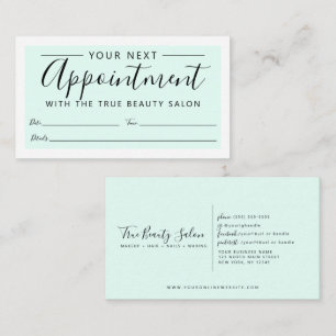 Tarjeta De Citas Guión minimalista elegante de borde blanco verde d