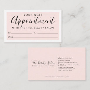 Tarjeta De Citas Guión minimalista elegante del borde blanco rosado