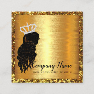 Tarjeta De Citas Hair Extension Diamond Gold Square Purpurina
