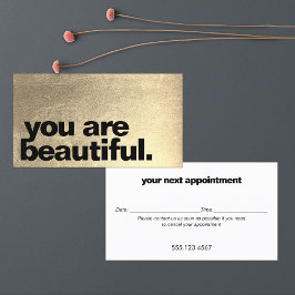 Tarjeta De Citas Hair Salon Modern Gold Nombrado Recordatorio