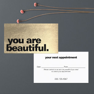 Tarjeta De Citas Hair Salon Modern Gold Nombrado Recordatorio