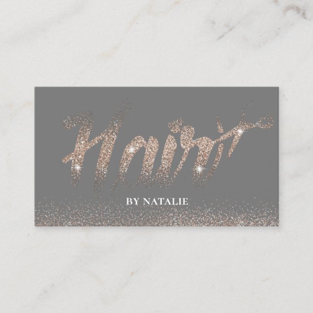 Tarjeta De Citas Hair Salon Modern Rosa Gold Typograpy Nombramiento (Anverso)