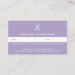 Tarjeta De Citas Hair Salon Scissors Modern Purple