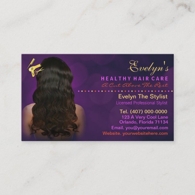 Tarjeta De Citas Hair Salon Stylist African American Appointment (Anverso)