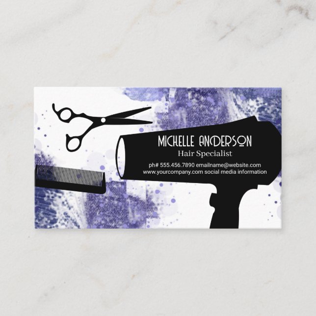 Tarjeta De Citas Hair Salon Tools | Acuarela Artística (Anverso)
