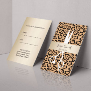 Tarjeta De Citas Hair Stylist Leopard Print Gold Stripe Appointment
