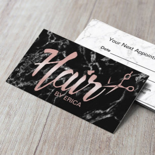 Tarjeta De Citas Hair Stylist Nombramiento Guión Clásico Mármol osc