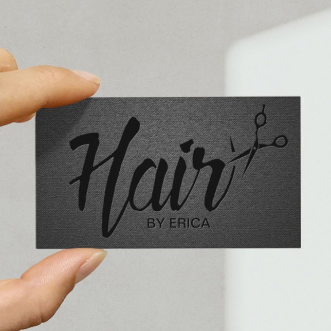 Tarjeta De Citas Hair Stylist Script Trendy Black Designation (Subido por el creador)