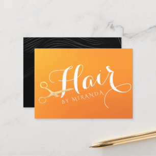 Tarjeta De Citas Hairstylist Makeup Salon Moda Naranja Tijeras de o