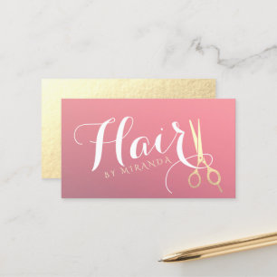 Tarjeta De Citas Hairstylist Makeup Salon Moderno Tijeras de oro ro