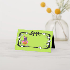 Tarjeta De Citas Halloween Bat With Candy Place Card