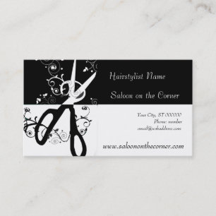 Tarjeta De Citas Hermosa Salon Seamstress Tijeras blancas negras