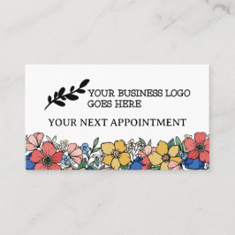 Tarjeta De Citas Hermoso logotipo floral de coral azul amarillo