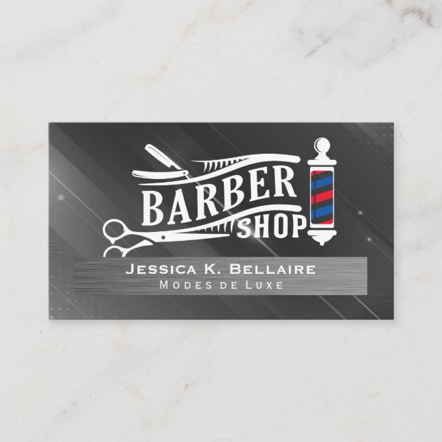 Tarjeta De Citas Herramientas de Barbería | Barber Polo (Anverso)