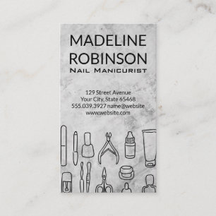 Tarjeta De Citas Herramientas de manicura Fondo de Marble