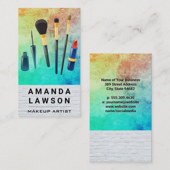 Tarjeta De Citas Herramientas de maquillaje de artistas | Pintura d (Anverso / Reverso)