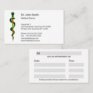 Tarjeta De Citas Hierbas verdes de la Medicina del Oro Asclepio