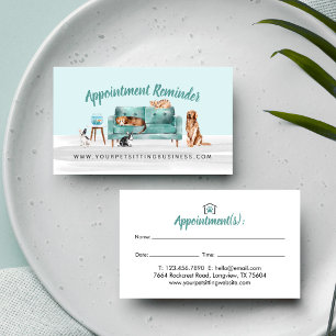 Tarjeta De Citas Hogar Mascota sentando color de agua Acogedor saló