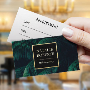 Tarjeta De Citas Hojas de palma tropicales del salón de pelo del