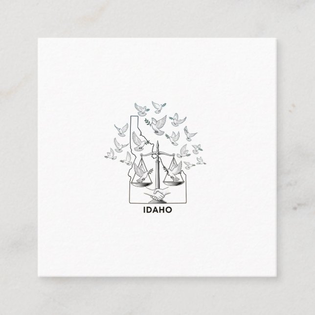 Tarjeta De Citas Idaho State Map with Justice Scales and Peace Dove (Anverso)