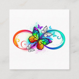 Tarjeta De Citas Infinidad brillante con la mariposa arcoiris