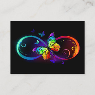 Tarjeta De Citas Infinidad vibrante con mariposa arco iris sobre ne