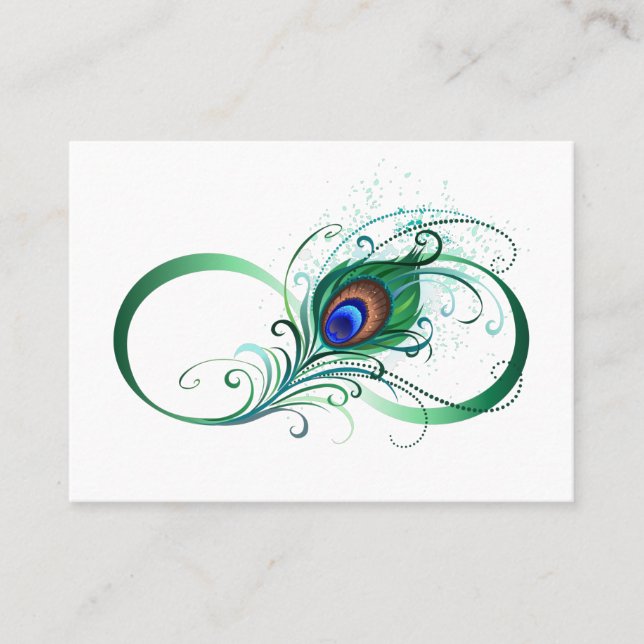 Tarjeta De Citas Infinity Symbol with Peacock Feather (Anverso)