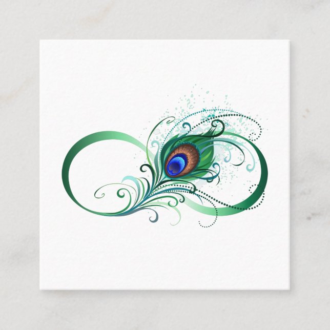 Tarjeta De Citas Infinity Symbol with Peacock Feather (Anverso)