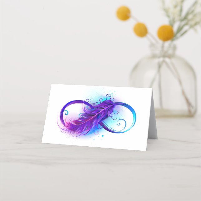 Tarjeta De Citas Infinity with Purple Feather (Anverso)