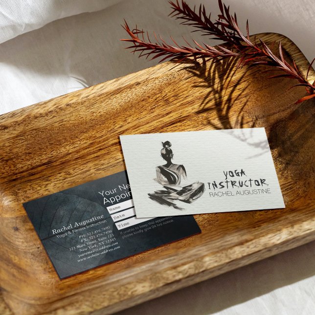 Tarjeta De Citas Instructor de Yoga Lotus Meditation Pose Brushstro (Subido por el creador)