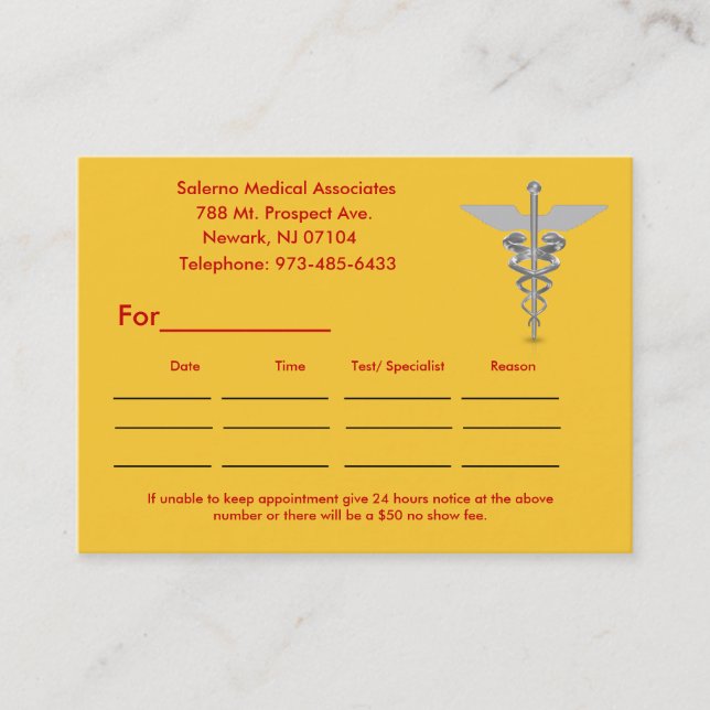 Tarjeta De Citas j0439599, _______del __________   del _________… (Anverso)