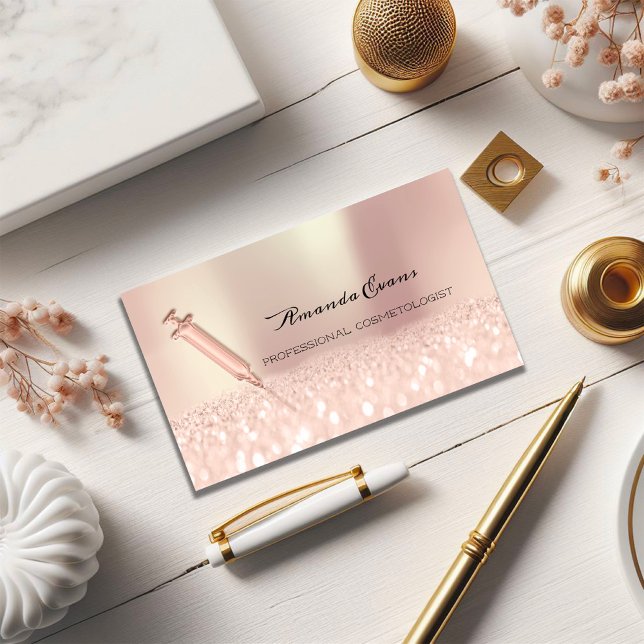 Tarjeta De Citas Jeringa Rosa B12 Inyecciones de Botox Cosmetología (Syringe Rose B12 Botox Injections Cosmetology Appointment Card)