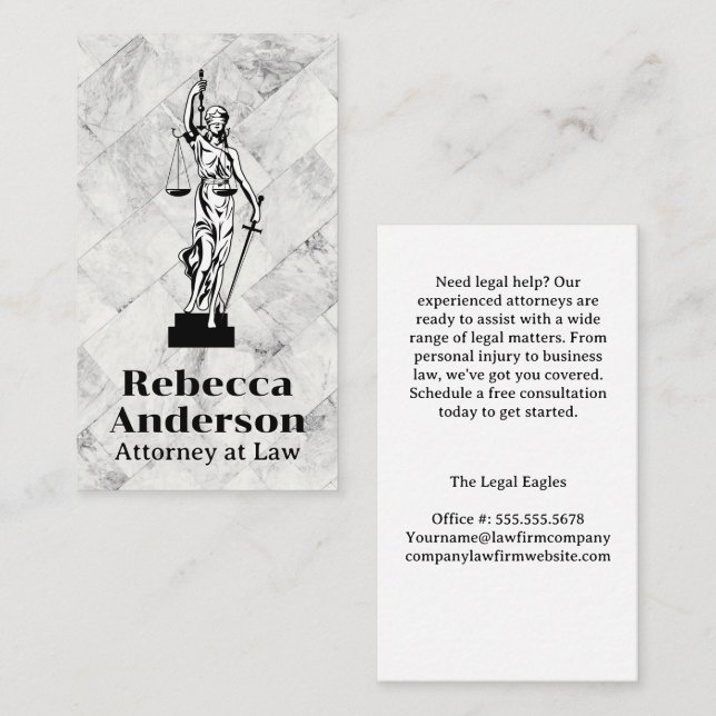 Tarjeta De Citas Justicia ciega | Abogado | Ley | Legal (Anverso / Reverso)