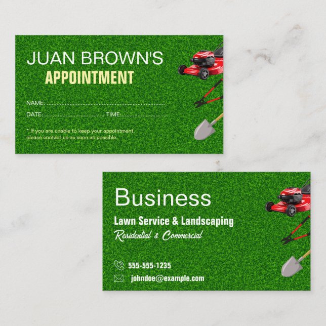 Tarjeta De Citas Landscaping Services | Lawn Care & Garden Design (Anverso / Reverso)
