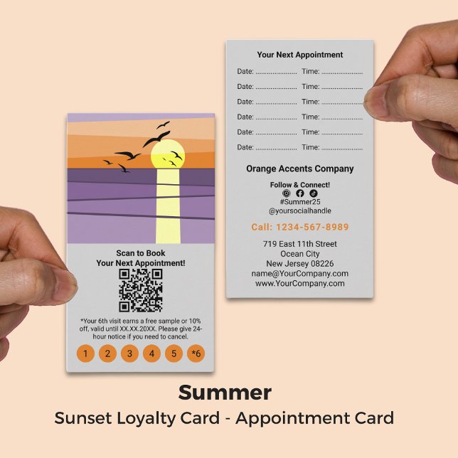 Tarjeta De Citas Lealtad en formato vertical de plantilla de market (Summer Marketing Template Portrait Format Loyalty Appointment Card)