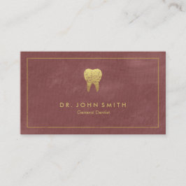 Tarjeta De Citas Lienzo rojizo marco dorado y diente - Dentista