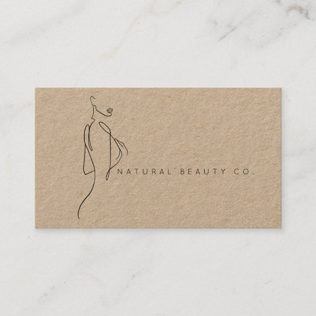 Tarjeta De Citas  Line Art Ink Modern Womens Female Natural KRAFT (Anverso)