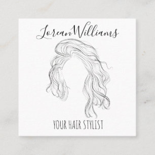 Tarjeta De Citas Línea minimalista Art Larga Wavy Natural Hair Styl